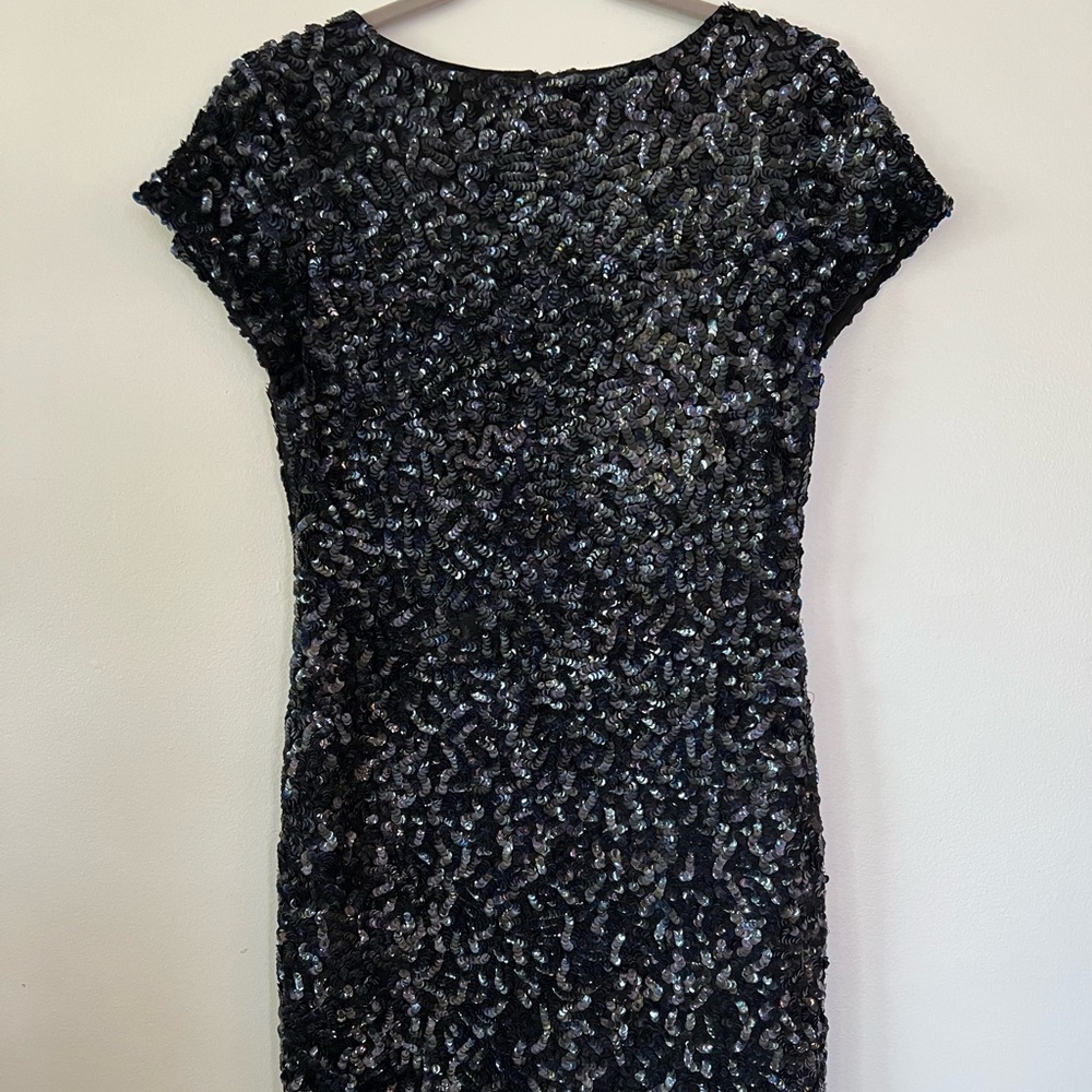 Alice + Olivia Bateau Sequined Navy Mini Dress